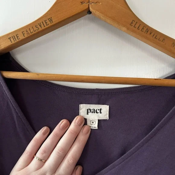 Pact Revive Wrap Front Midi Dress in Currant - Picture 7 of 7